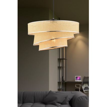 Люстра Couper 1xE27/60W/230V Беж/Лъскав Хром