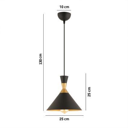Люстра MONZA 1xE27/40W/230V пр. 25 см черна/златна