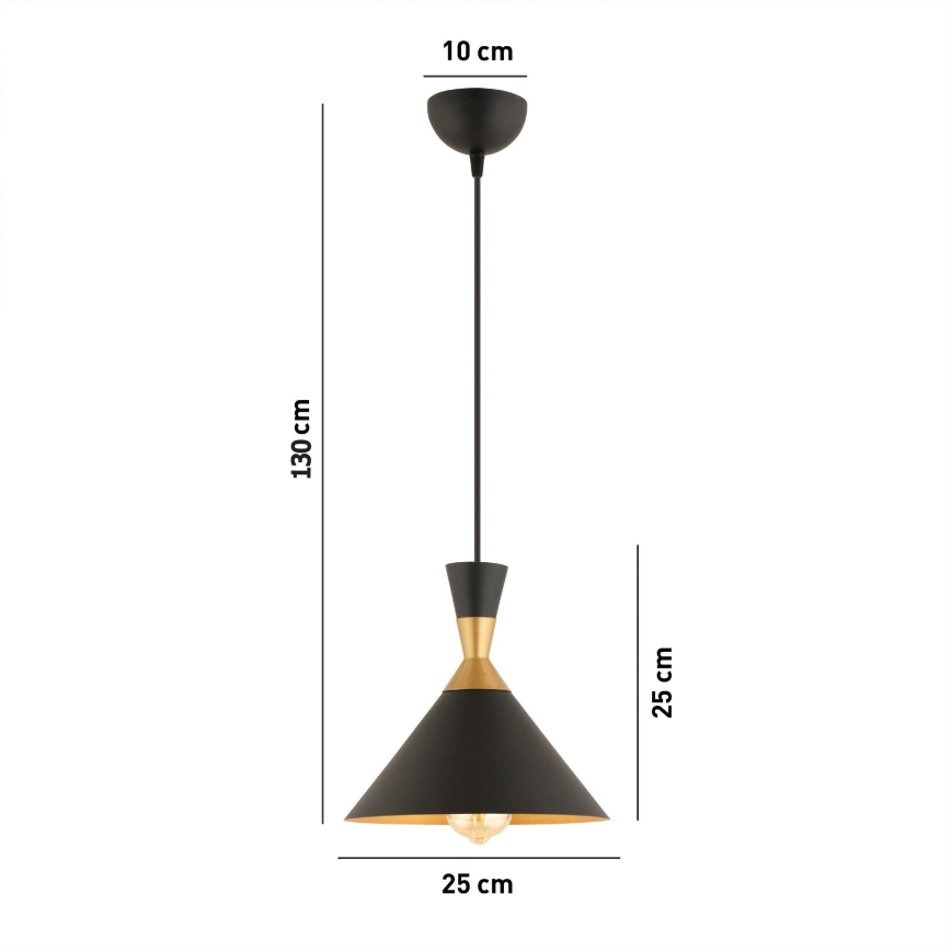Люстра MONZA 1xE27/40W/230V пр. 25 см черна/златна