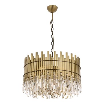 Люстра на верига CRYSTALLINE, 8xE27/40W/230V, диаметър 60 см, месинг