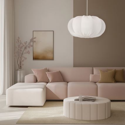 Люстра на въже CAFEE 1xE27/40W/230V с диаметър 52 см бяла