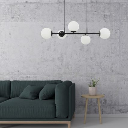 Люстра на въже MADDIE 5xE14/5W/230V черна