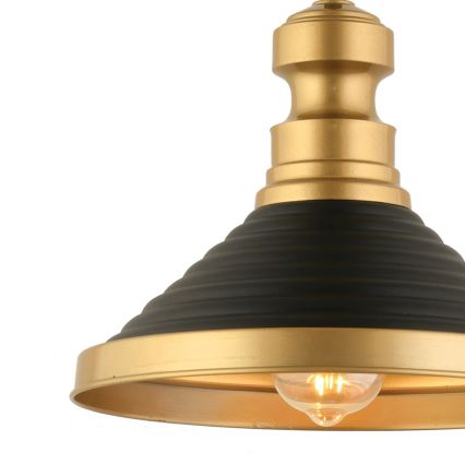 Люстра на въже MONZA 1xE27/40W/230V диаметър 30 см черна/златна