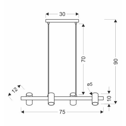 Люстра на въже XILO 4xGU10/25W/230V бук/бяло