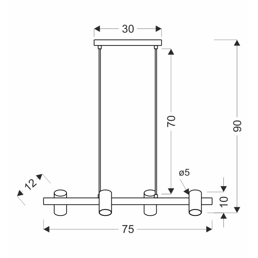 Люстра на въже XILO 4xGU10/25W/230V бук/бяло