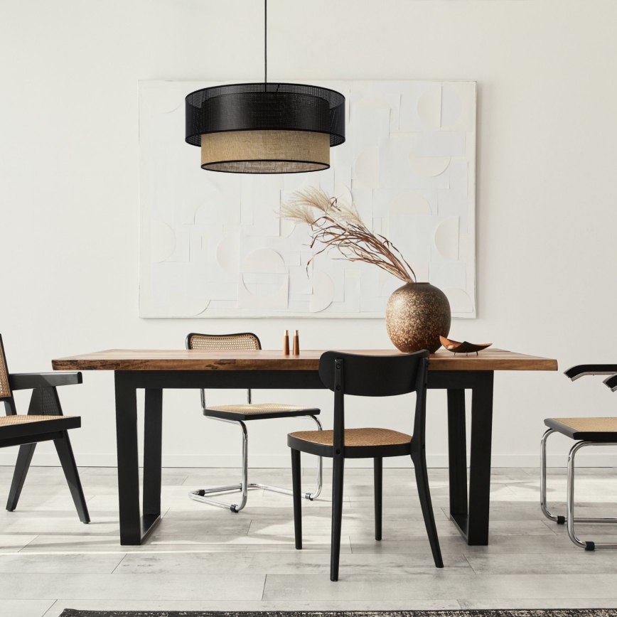 Люстра на кабел BORHO 1xE27/60W/230V Ø 40 см черна/юта