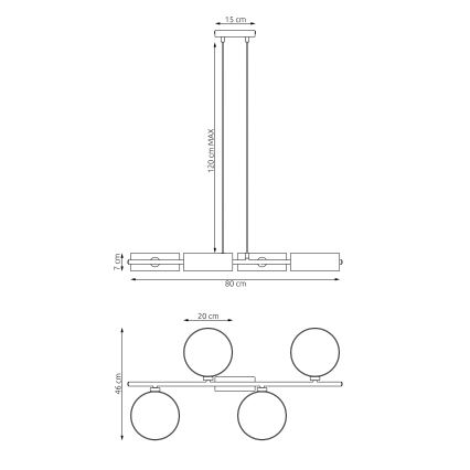 Люстра на кабел DRUMZ 4xE14/10W/230V, черна