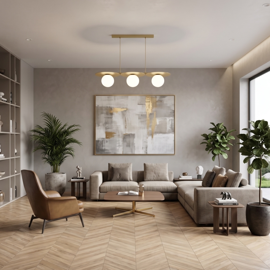 Люстра на кабел FLAT 3xE27/15W/230V златна