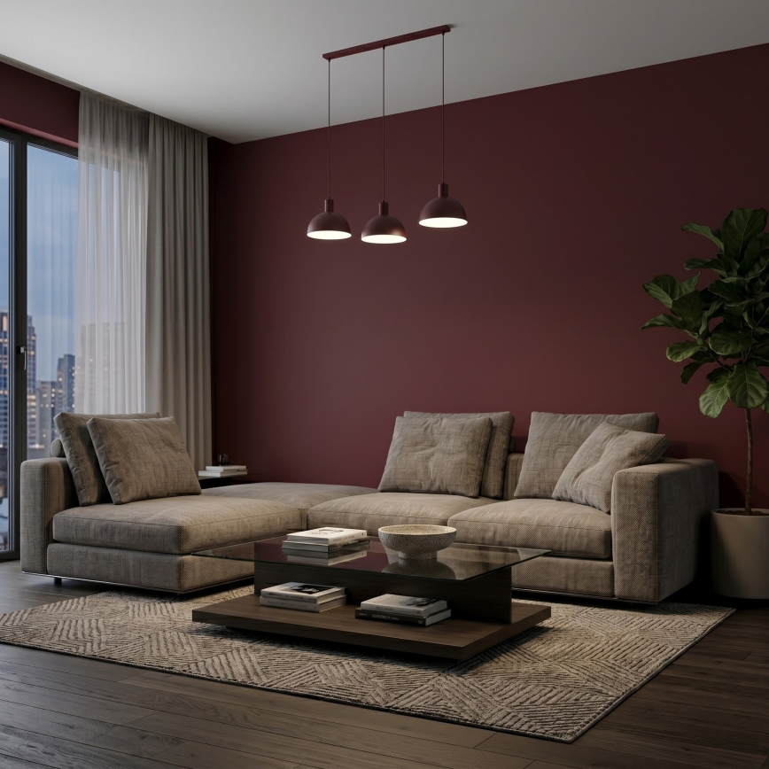 Люстра на кабел HANDA 3xE27/15W/230V бордо