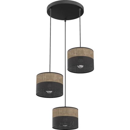 Люстра на кабел KARBON 3xE27/15W/230V черна/кафява