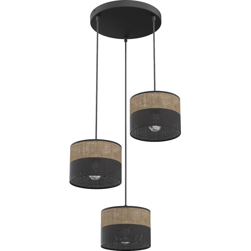 Люстра на кабел KARBON 3xE27/15W/230V черна/кафява