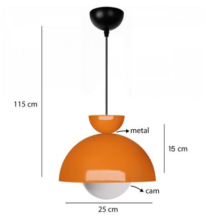 Люстра на кабел SALVA 1xE27/15W/230V оранжева