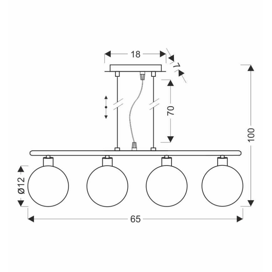 Люстра на кабел SOMUL 4xG9/20W/230V димна черна