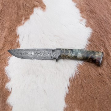Ловен дамаскинов нож 14 см кестен