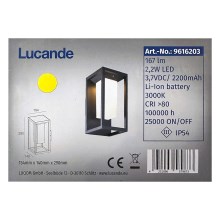 Lucande - LED Соларен аплик със сензор ELIEL LED/2,2W/3,7V IP54