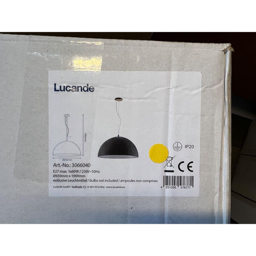 Lucande - Пендел MALEO 1xE27/60W/230V