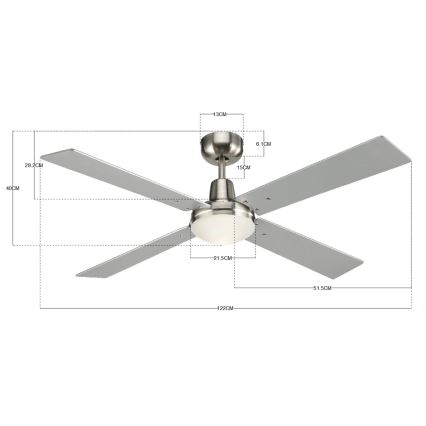 Lucci Air 210334 - Вентилатор за таван AIRFUSION QUEST 1xE27/60W/230V дърво/матов хром + дистанционно управление