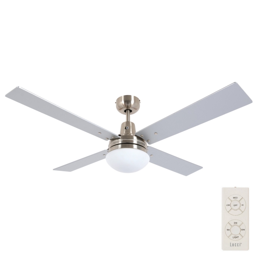 Lucci Air 210334 - Вентилатор за таван AIRFUSION QUEST 1xE27/60W/230V дърво/матов хром + дистанционно управление