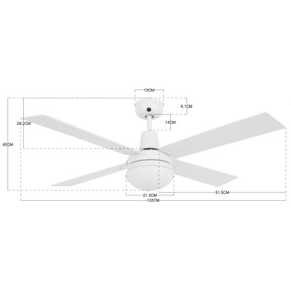 Lucci Air 210339 - Вентилатор за таван AIRFUSION QUEST 1xE27/60W/230V бял/дърво + дистанционно управление