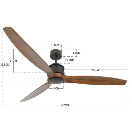 Lucci air 210507 - Вентилатор за таван AIRFUSION AKMANI пауловния/черен + дистанционно управление