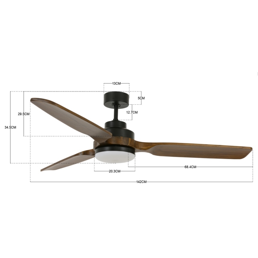 Lucci air 213054 - LED Вентилатор за таван SHOALHAVEN GX53/17W/230V черен/пауловния + дистанционно управление