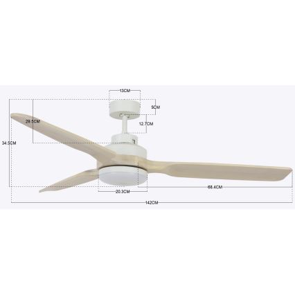 Lucci air 213055 - LED таванен вентилатор SHOALHAVEN GX53/17W/230V пауловния/бял Ø 142 см + дистанционно управление