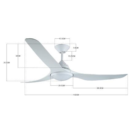 Lucci air 213096 - LED Вентилатор за таван MARINER LED/15W/230V бял + дистанционно управление