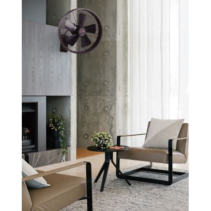 Lucci air 213125 - Стенен вентилатор BREEZE 55W/230V черен/кафяв + дистанционно управление