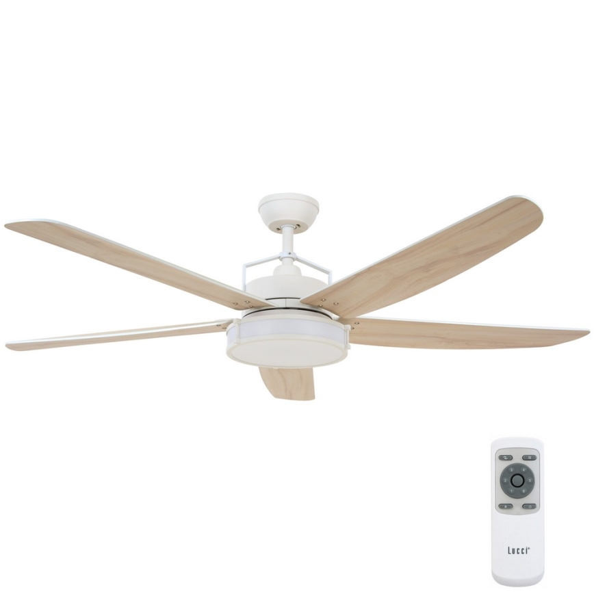 Lucci air 213176-LED Димируем таванен вентилатор LOUISVILLE 1xGX53/18W/230V дървен/бял + дистанционно управление