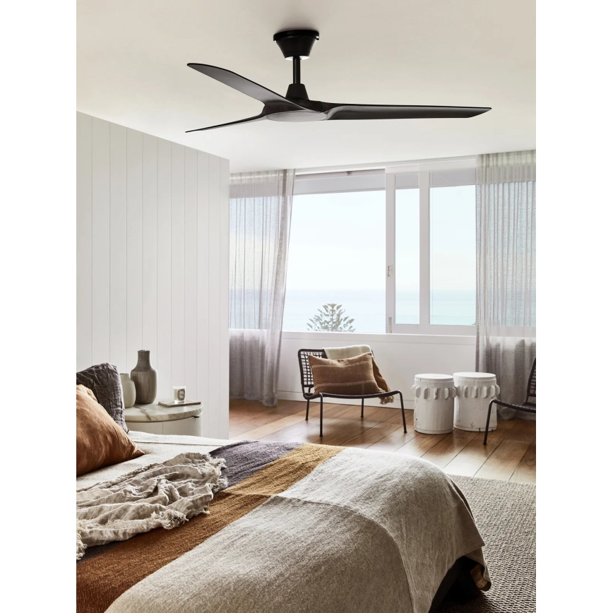 Lucci Air 21321649 - Вентилатор за таван ABYSS Ø 142 см IP66 черен + дистанционно управление