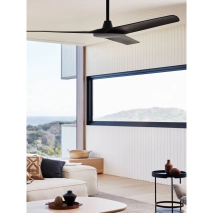 Lucci Air 21321649 - Вентилатор за таван ABYSS Ø 142 см IP66 черен + дистанционно управление