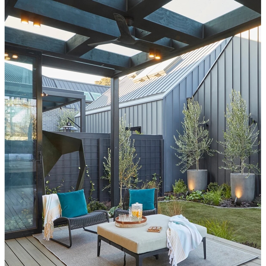 Lucci Air 21321649 - Вентилатор за таван ABYSS Ø 142 см IP66 черен + дистанционно управление