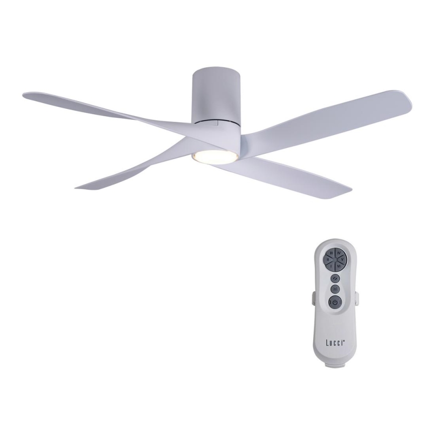 Lucci air 213350 - LED Димируем вентилатор за таван RIVIERA 1xGX53/12W/230V бял + дистанционно управление