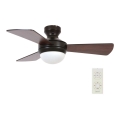 Lucci Air 512311 - Таванен вентилатор AIRLIE HUGGER 2xE27/15W/230V дървесен/кафяв Ø 91 см + дистанционно управление