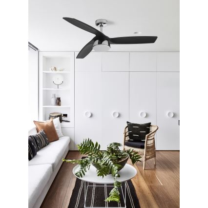 Lucci air 513072 - Димируем таванен вентилатор BRONX LED/18W/230V 3000/4000/6000K черен/лъскав хром диам. 132 см + дистанционно управление