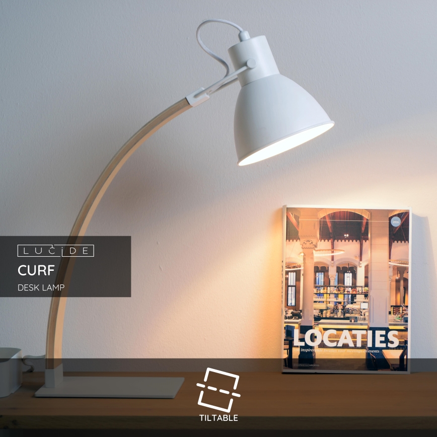 Lucide 03613/01/31 - Настолна лампа CURF 1xE27/60W/230V бяла