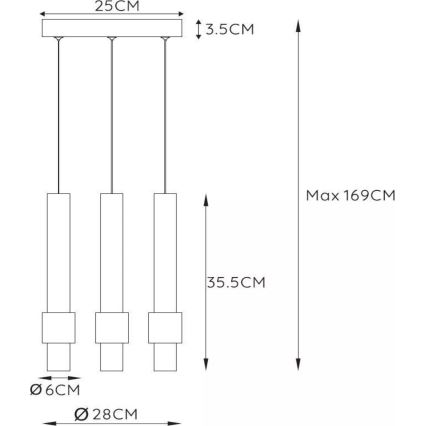 Lucide 24402/15/96 - LED Димируем пендел MARGARY 3xLED/4W/230V месинг