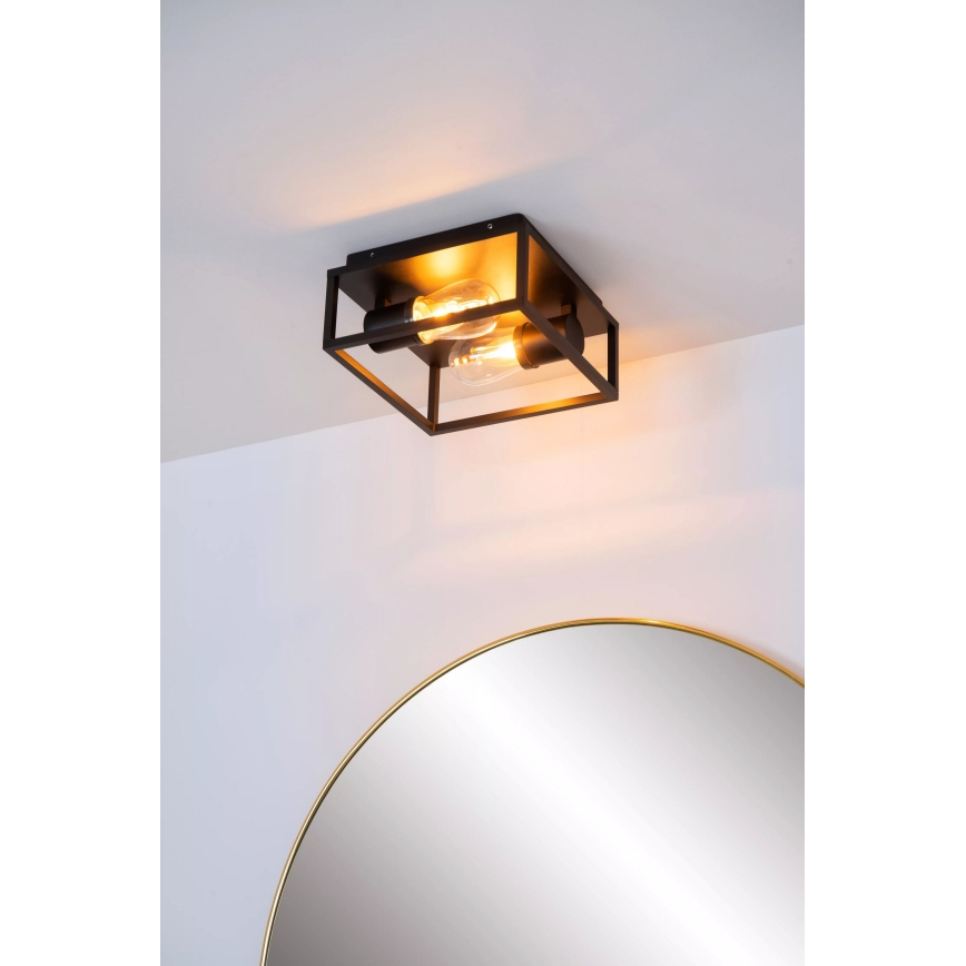 Lucide 27100/02/30 - Плафон за баня CARLYN 2xE14/6W/230V IP54 черен