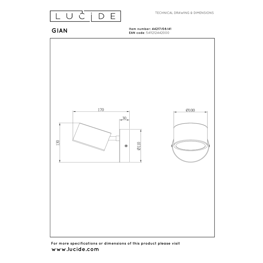 Lucide 44217/08/41 - Димируемо LED стенно точково осветително тяло GIAN LED/9W/230V бежово