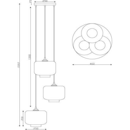 Lucide 46413/13/65 - Пендел MEDINE 3xE27/40W/230V опушен
