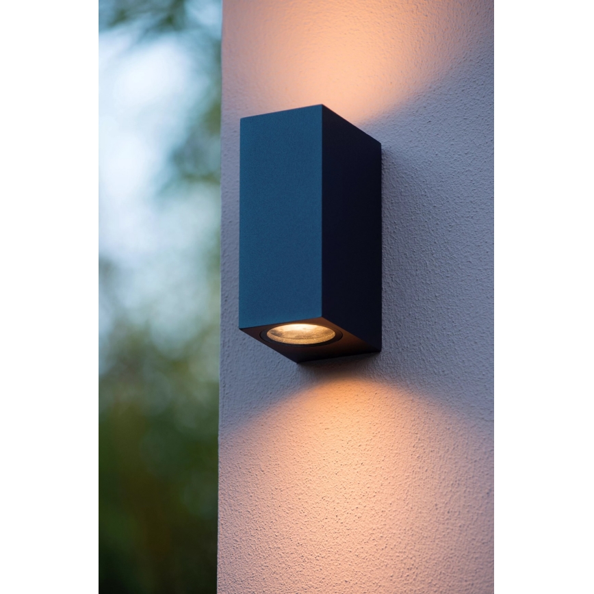 Lucide 69800/02/30 - Екстериорен аплик ZARO 2xGU10/35W/230V IP44 черен