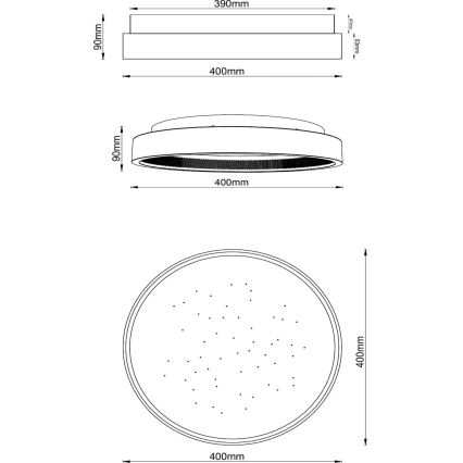 Lucide 71102/40/30 - LED Димируем плафон ESTREJA LED/40W/230V 2500-3000K Ø 40 см черен + дистанционно управление