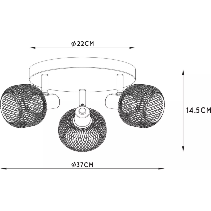 Lucide 77978/13/02 - Спот MAREN 3xE14/13W/230V черен/месинг