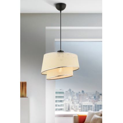 Лустр на кабел BARETTE 1xE27/60W/230V кремаво/гланц хром