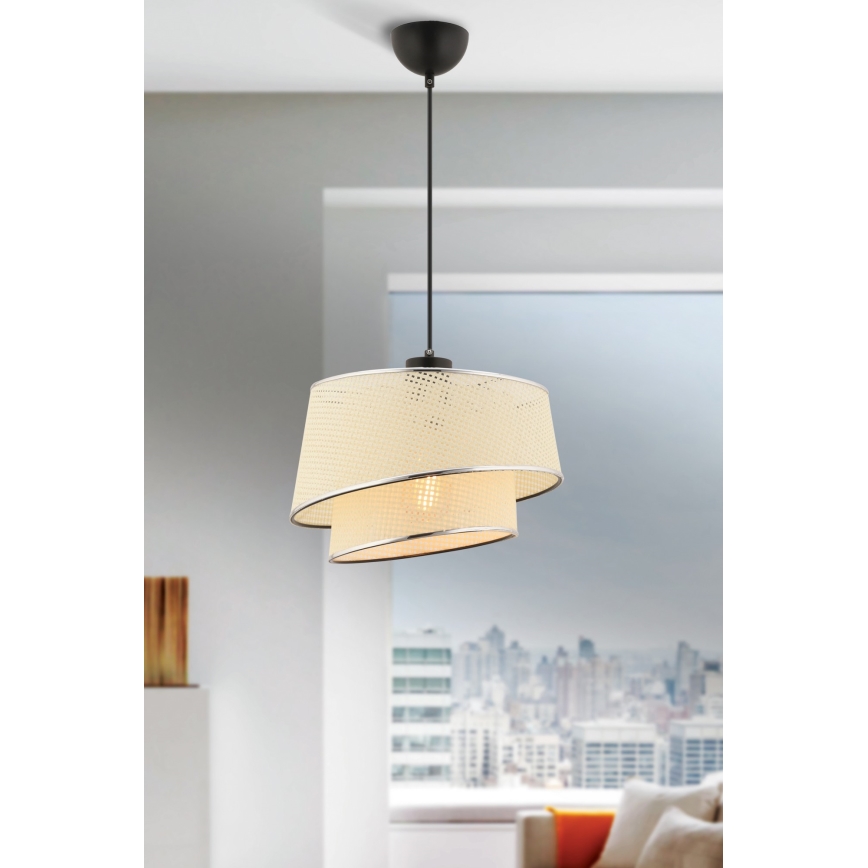 Лустр на кабел BARETTE 1xE27/60W/230V кремаво/гланц хром