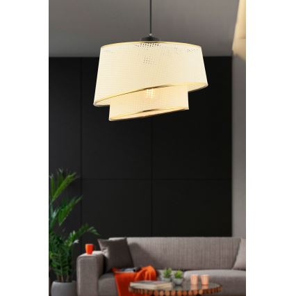 Лустр на кабел BARETTE 1xE27/60W/230V кремаво/злато