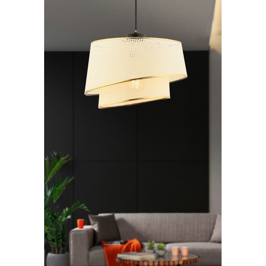 Лустр на кабел BARETTE 1xE27/60W/230V кремаво/злато