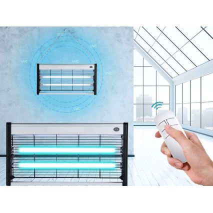 Luxera 70418 - Бактерицидна лампа за дезинфекция 2xT5 UVC/15W/230V + дистанционно