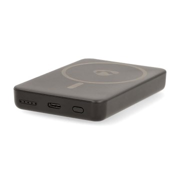 Магнитна Power Bank 2 в 1 с безжично зареждане MagSafe 5000 mAh, черна