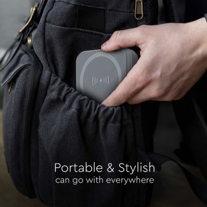 Магнитна захранваща банка с безжично зареждане Power Delivery 10 000mAh/20W/3,7V сив